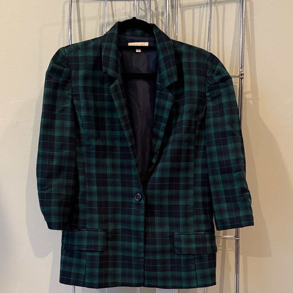 Plaid Women's Jacket - Green and Navy